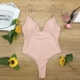 thumbnail image 3 of Fartey One Piece Swimsuit for Women 2025 Slimming Tummy Control Bathing Suit Summer Backless Athletic Swimwear Fashion Solid Color Strappy Swimwear Beachwear Pink S-XL, 3 of 4