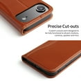 thumbnail image 4 of Genuine Leather Wallet Case for iPhone Air with Shockproof TPU Interior Case, Classic Credit Card Holder Kickstand Flip Folio Book Full Body Protection Cover for iPhone Air, Brown, 4 of 8