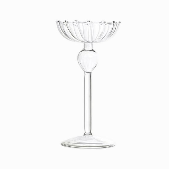 WEGFTDUOP Tall Glass Candle Holders Striped Candelabra Cup For Romantic Candlelight Dinner Wedding Or Home Decor Multiple Heights Available