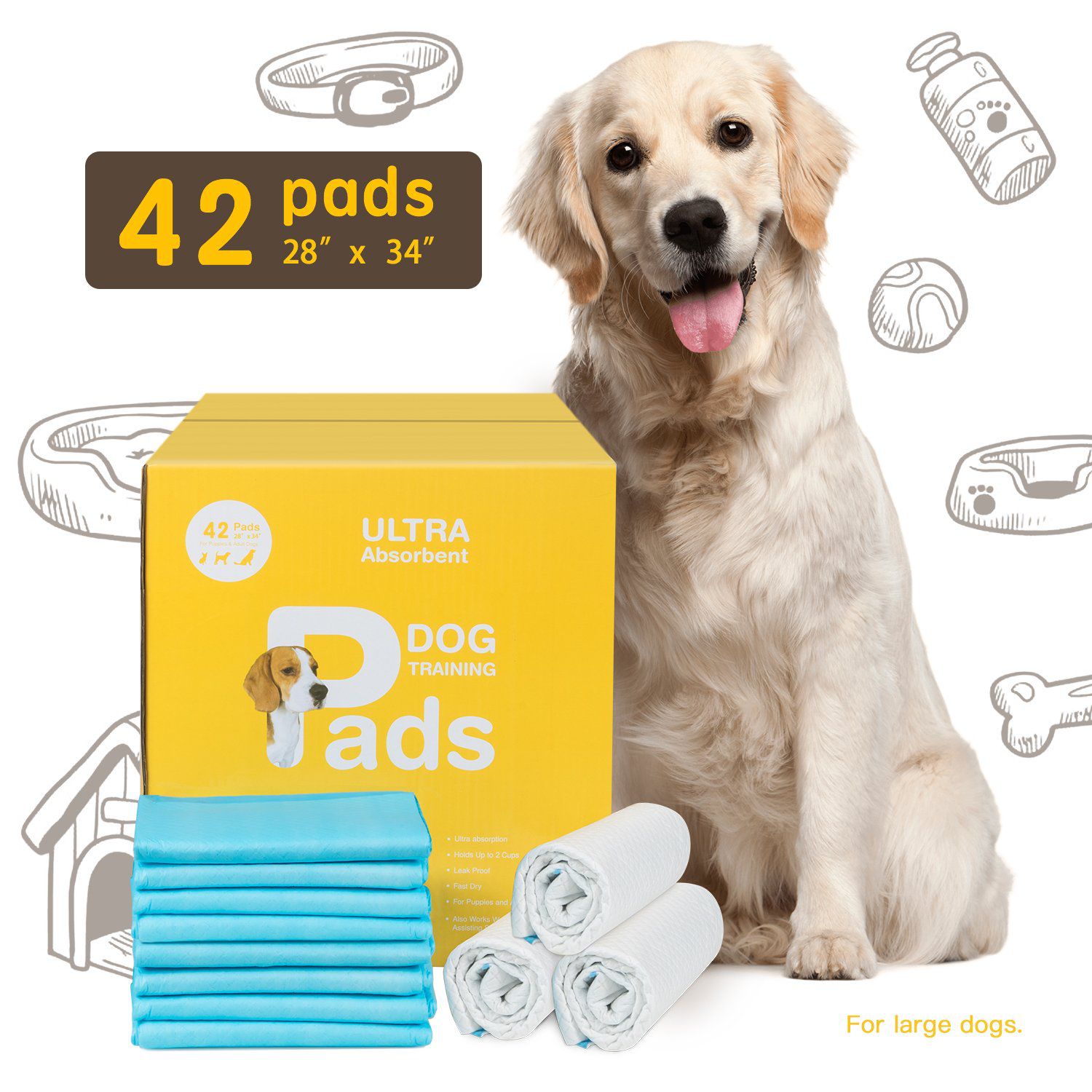 Petfamily XXL Ultra Absorbent Training Pad, 34" x 28", 42 Count