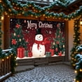 thumbnail image 4 of Horivan 1 Packs Large Christmas Backdrop Banner 13x5.9ft Outdoor Indoor Decor with HD Printing for Garage Door Wall Party Decor Holiday Yard Banner with Snowman Tree Design Weather Resistant, 4 of 6