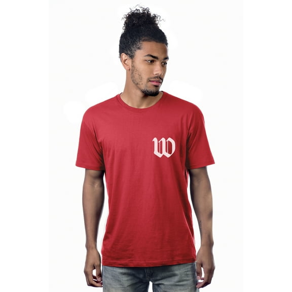 Daxton Adult Unisex Red Tshirt Custom White Old English Numbers and Letters, Letter W, 3X-Large