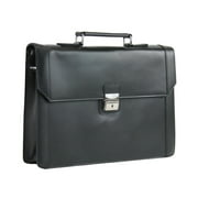 Vagarant Traveler 17" Slim Full Grain Leather Briefcase Laptop Bag w/Latch Lock LB37.BLK