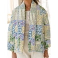 thumbnail image 2 of KelaJuan Women Quilted Jacket Casual Floral Print Long Sleeve Open Front Cardigan for Fall Clothes Outwear Streetwear, 2 of 6