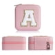 thumbnail image 3 of Organizador de Joyas con 26 Letras Del Alfabeto, Bandeja de Franela y Ganchos para Collares | Multicompartimento para Anillos, Pulseras y Relojes | Estuche Rosa de 10 X 10 X 5 Cm, 3 of 5