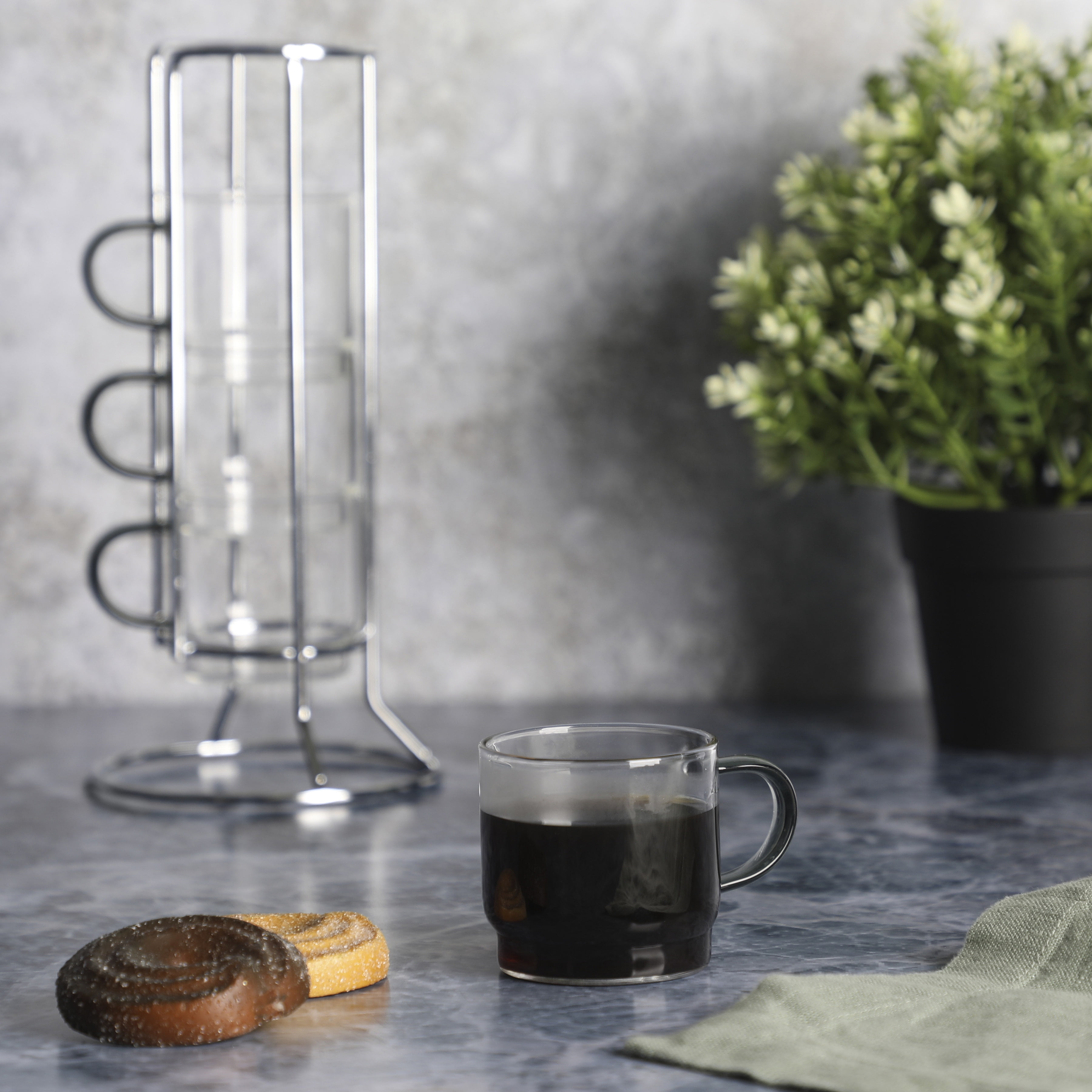 Gibson Soho Lounge 4-Piece Glass Espresso Set W/Rack