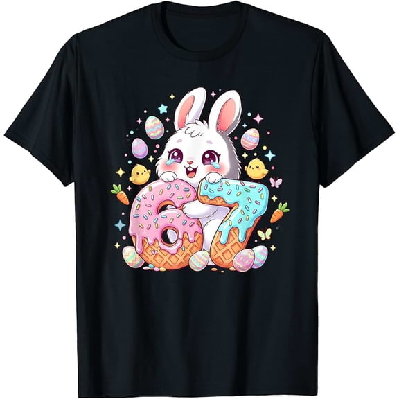 Cute Kawaii Easter Bunny Donut 67 Unisex Short Sleeve Graphic T-Shirt