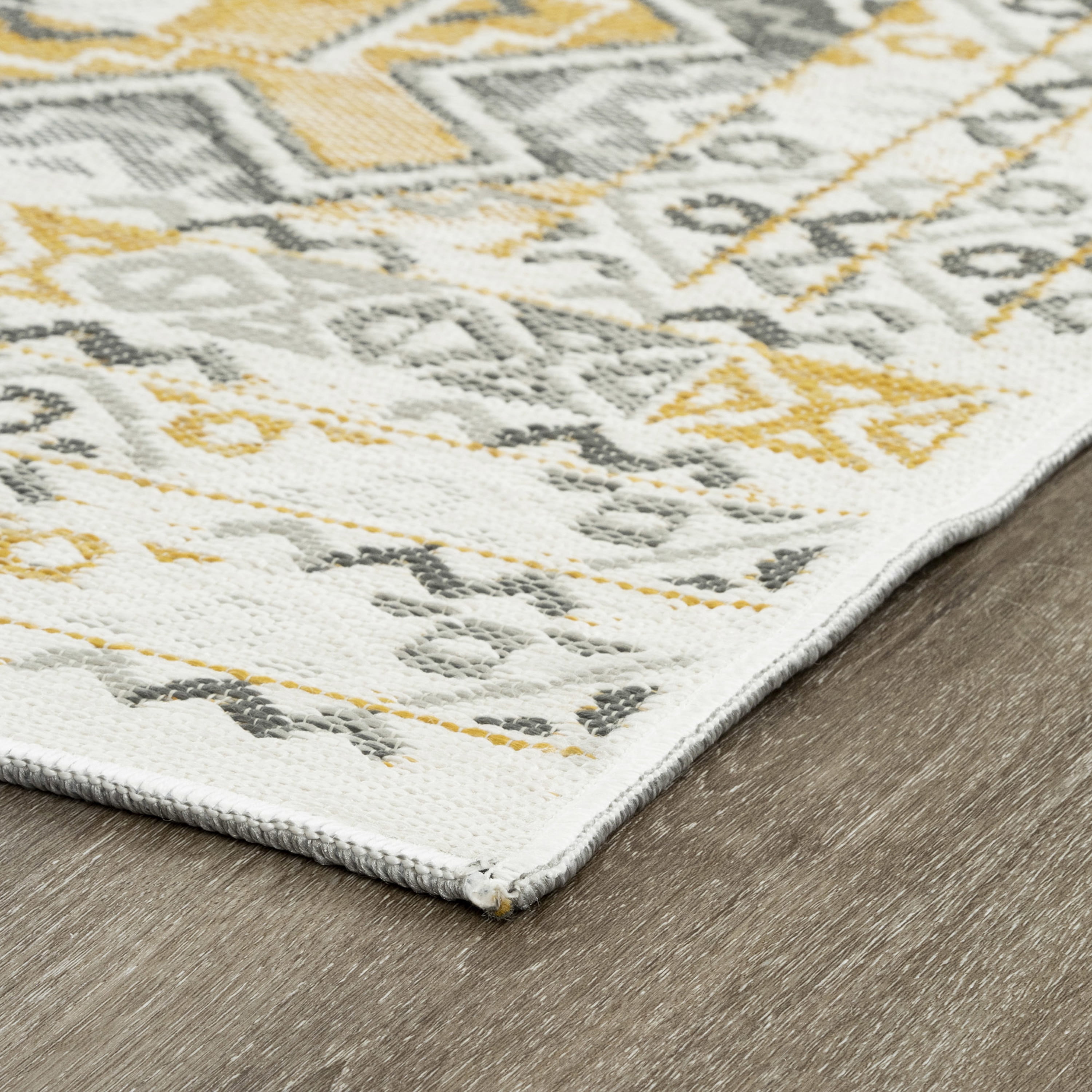 Bliss Rugs Geometric Indoor Outdoor Rug Low-Profile Reversible Floor Mat for Patio, Entrance, Front Door | Cream, 2' x 3'