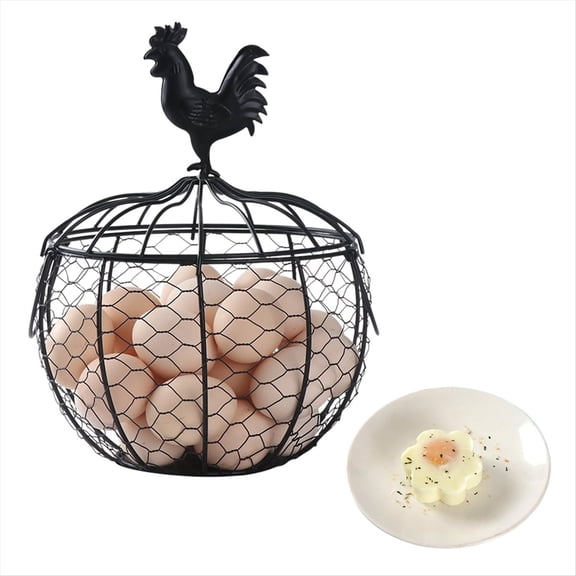 Rollbacks & More Wire Egg Basket for Gathering Fresh Eggs, Metal Chicken Collecting with Handle Holder Countertop A