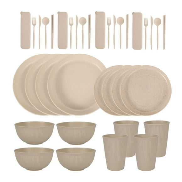 Juego de vajilla desechable para 4 personas, prácticos platos para la cena para fiestas al aire libre Conjunto B