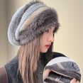 thumbnail image 2 of Autumn Winter Lazy Style Slouchy Hat Plush Ear Protection Pullover Hat for Women Versatile Cold Hat Face Slimming Maternity Hat, 2 of 9