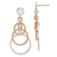 thumbnail image 1 of 925 Sterling Silver Yellow Rose Gold Circle Post Dangle Drop, 1 of 6
