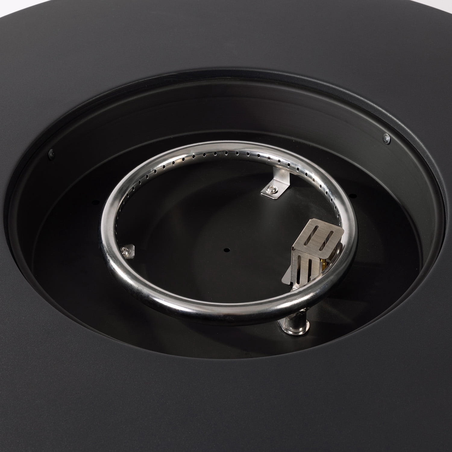 AJ Enjoy 32" Black Round Gas Fire Pit Table 50000 BTU Fire Column for Outside Backyard, Patio