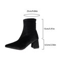 thumbnail image 4 of HAPIMO Women Ankle Boots Pointed Toe Block Heel Rear Zip Stretch Velvet Upper For Dinner Party And Urban Night Out Sessions Black 36, 4 of 9