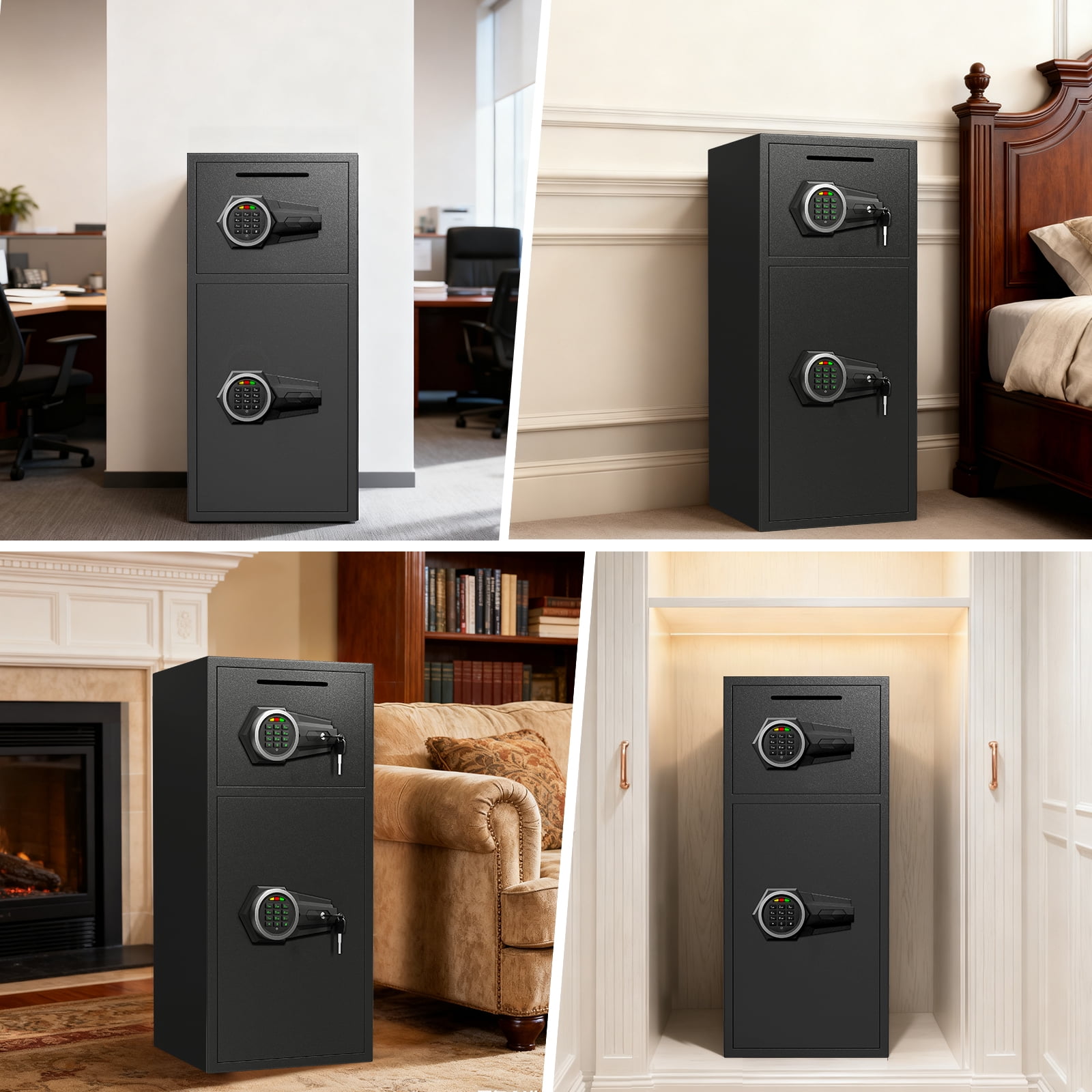 Riflewell Large Safe Box, Household Low-Carbon Steel Safe, Digital Keypad Home Safe With Deposit Slot, Personal File Safe, Dual Alarm And Silent Mode, Height 29.6"