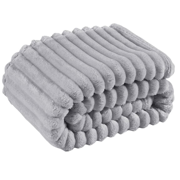Cozy Throw Blanket, 70X100 In, Faux Blanket, Light Warm Coverage, Bedroom Sofa Use, Silver Tone, 1 Pc