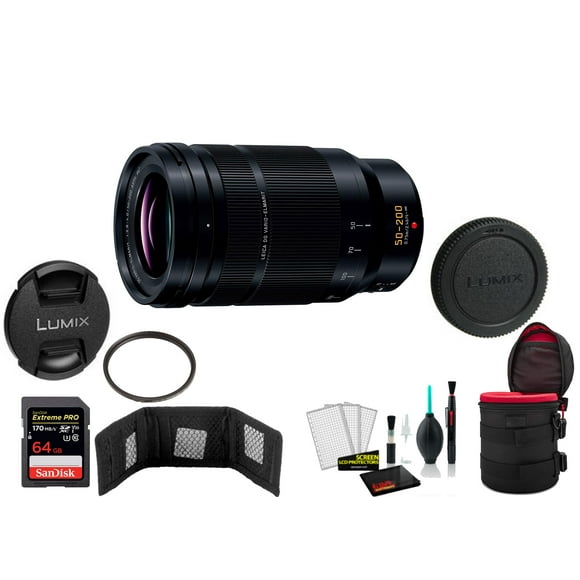 Panasonic Leica DG Vario-Elmarit 50-200mm F/2.8-4 ASPH. POWER O.I.S. Objectif avec Carte Mémoire (Modèle International)