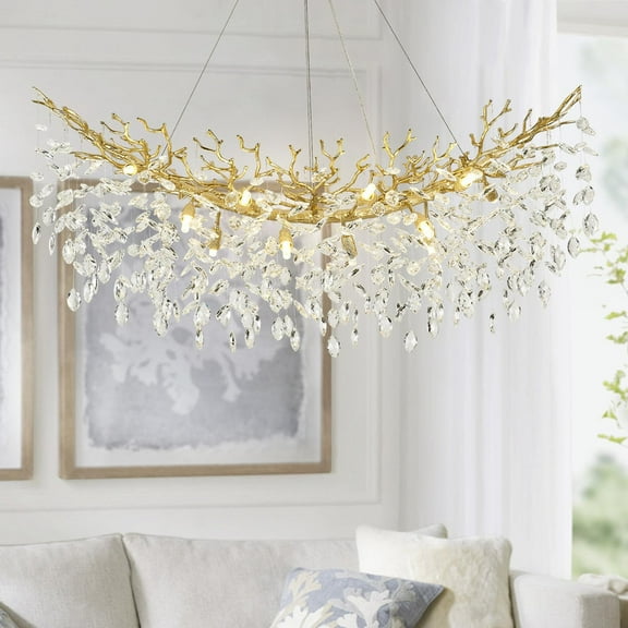 SJIGUANGZ Chandeliers for Dining Room,47.2" Farmhouse Tree Branch Chandelier Modern Industrial Rectangular Raindrop Chandelier for Dining Room, Living Room, Kitchen Island, Bedroom, Entryway