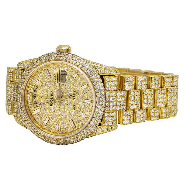 Rolex 18K Yellow Gold Day-Date 36MM Diamond Watch 25.5 Ct -