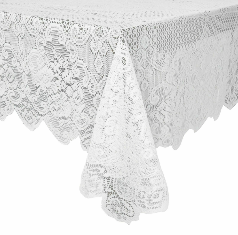 Lace Tablecloth for Rectangle Tables, Wedding Party Decorations White