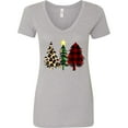 thumbnail image 3 of Inktastic Three Christmas Trees in Plaid and Leopard Print Women's V-Neck T-Shirt, 3 of 5