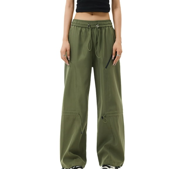 Elastic Waisted Cargo Pants Women Hiking Pants with Pockets Lightweight Baggy Wide Leg Quick Dry Trousers