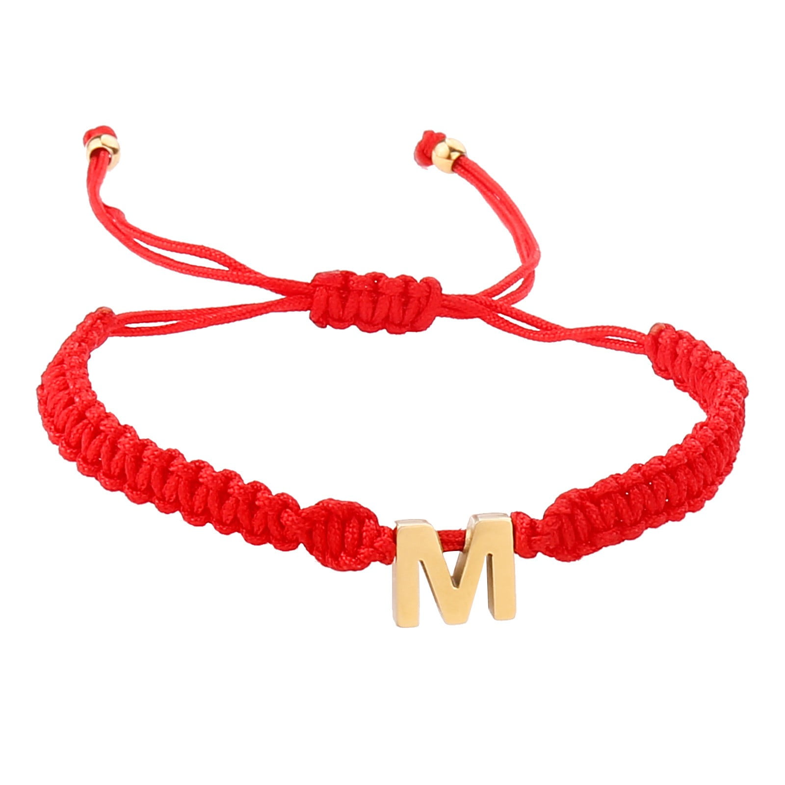 Wendunide Ornaments, Personalized 26 Initial Bracelet Stainless Steel Gold Plated Letter Red Woven Bracelet Charm Bracelet Woven Bracelet for Men