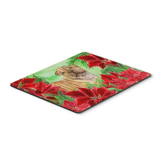 Shar Pei Puppy Poinsettas Mouse Pad, Hot Pad or Trivet