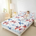 thumbnail image 4 of Castle Fairy Cute Cute Plane Aircraft Twin Sheet Sets 3pcs for Preppy Child,Transportation Theme Twin Fitted Sheet Microfiber,Starry Sky Breathable Flat Sheet,Microfiber Bedroom Decor, 4 of 7