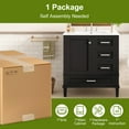 thumbnail image 4 of MODERNLUXE 30" Bathroom Vanity with Sink,Freestanding Bathroom Storage Cabinet with 3 Drawers and 1 Soft-Close Door,Undermount Rectangular Ceramic Sink,Easy Assembly,Black, 4 of 10