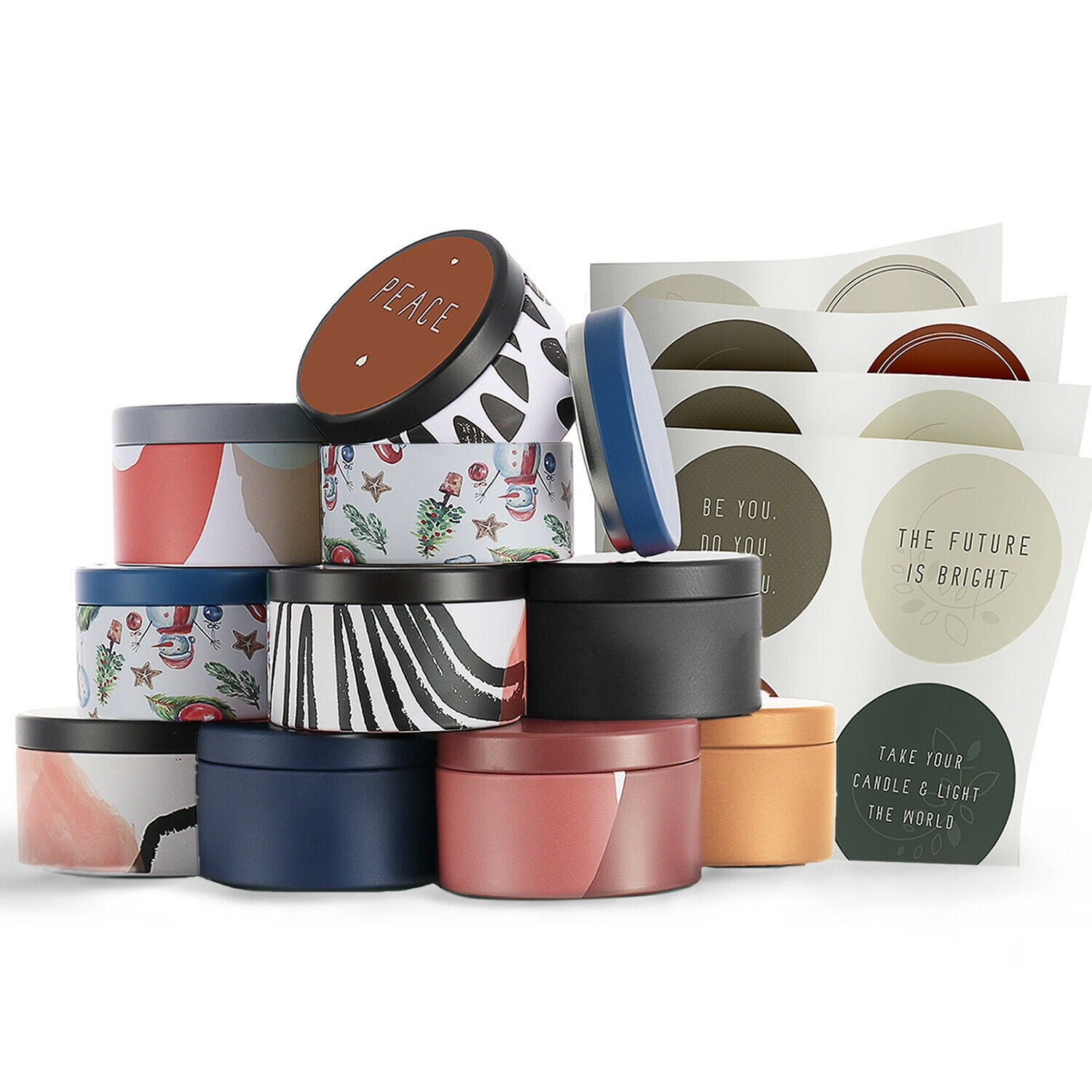 Hearth & Harbor Tin Candle Jars for Making Candles 8 Oz, 12 PCs DIY