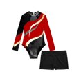 thumbnail image 3 of Rswnyirn Girl's Tracksuits Gymnastic Leotard Unitard with Shorts Workout Athletic Dance Clothes Red 6, 3 of 7