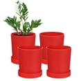 thumbnail image 1 of Uxcell 4 paquetes de macetas de 4.5 pulgadas, macetas de plástico con agujeros de drenaje para cactus, macetas para plantas de interior, rojas, 1 of 7