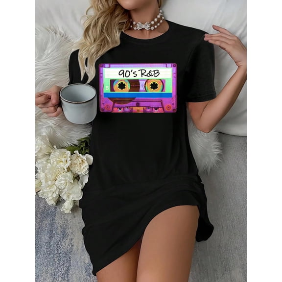 90's R&B T-Shirt Dress Casual Summer Dress Everyday Outfit