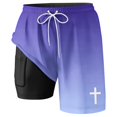 thumbnail image 4 of XFeng Men's 2 in 1 Swim Trunks, Print Board Shorts with Compression Liner, Quick Dry Beach Swim Shorts with Pockets, 4 of 4