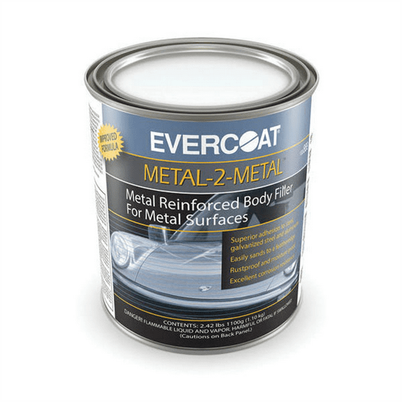 Fibre glass Evercoat METAL-2-METAL 100889 Aluminum Filled Body Repair Filler, 1 qt Can, Metallic Grey, Paste