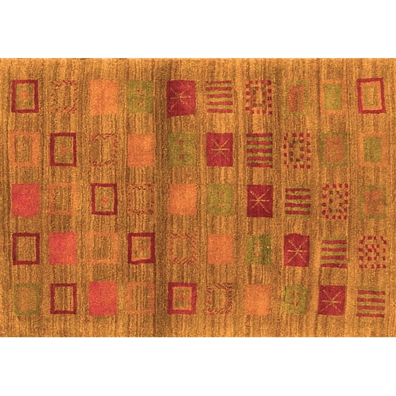 Ahgly Company Indoor Rectangle Abstract Orange Contemporary Area Rugs, 2' x 5'