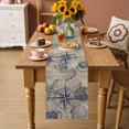 thumbnail image 2 of Ocean Compass Table Runner 70 Inches, Vintage Coastal Starfish Shell Conch Beige Bed Runner Dresser Scarves Tabletop for Indoor Outdoor Parties/Ceremony/Banquet, 13" x 70", 2 of 9