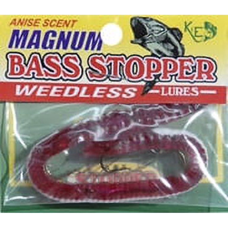bass stopper 2 hook weedless lures anise scent Natural 6 Pack Bundle K&E Bass Worms : Sports & Outdoors Worm Stopper natural looking and scented Bass Stopper Lures Weedless Rigged