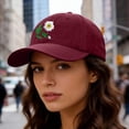 thumbnail image 5 of Summer Sales LSONABXA Saving $5 Wine Red Baseball Caps for Men Women Under $5 Hand Embroidered Flower Design Baseball Cap UniFashion Cotton Hat Muslim Hat, 5 of 5
