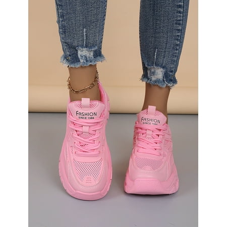 

SHYUU Fashionable and versatile thick sole mesh breathable women s sports shoes