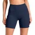 thumbnail image 5 of WULMLEO Women's Biker Shorts No Front Seam 4" High Waist Tummy Control Workout Yoga Gym Running Spandex Shorts Pockets Navy XL, 5 of 6