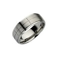 thumbnail image 2 of Mens Chisel 8mm Satin Stainless Steel Comfort Fit Grooved Brushed Wedding Band Ring for Men, 2 of 7