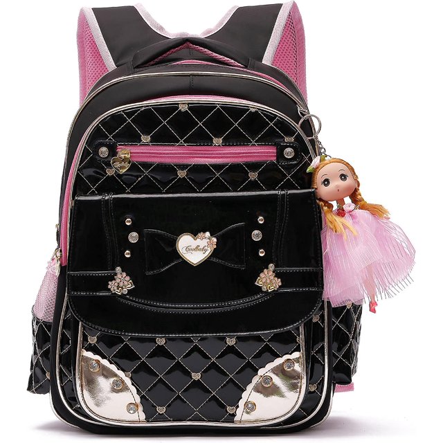 Mochila para niñas, mochilas impermeables para niños, mochila escolar, mochilas para niños pequeños, linda mochila de viaje (grande, A-negro)
