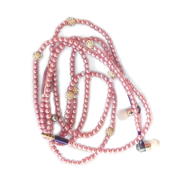 Dodocool Jewelry Pearl Necklace Stereo Earphones with Microphone 3.5mm In-ear Headphone Wired Headset Earbuds for Phone Girls