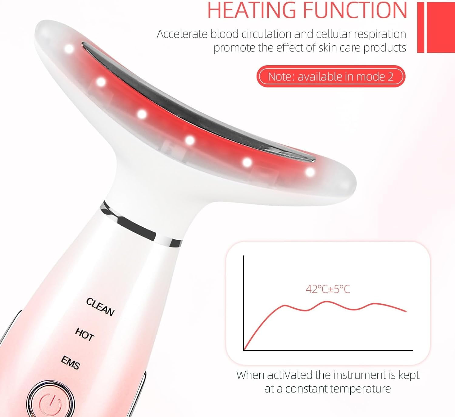 Led Therapy Facial Neck Lifting Messager, Face Lifting Device Red Light Therapy Face Massager Electric 3 Modes High Frequency Vibration EMS Heating Wrinkle Remove Anti-Aging