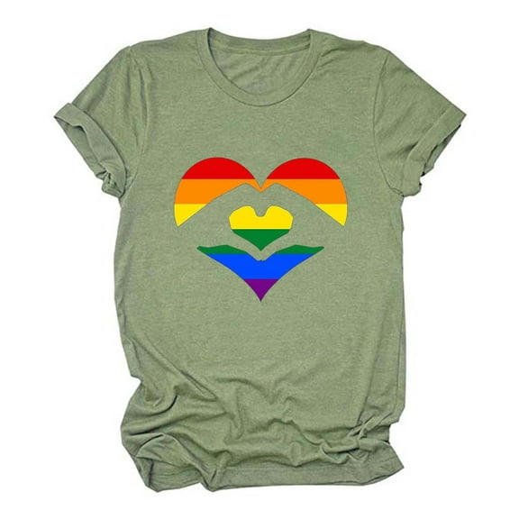 Pisexur Pride Shirt Women Funny Love Letter Print T Shirt Rainbow Graphic Tees LGBT Equality Shirts Casual Short Sleeve Tops