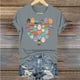thumbnail image 4 of Mujeres Pantalones Cortos de Manga Corta Impresa Floral Cuello Redondo Superior / Camisa Poliéster, Blusa Casual de Moda para el Uso Diario Del Hogar, 4 of 5