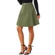 thumbnail image 4 of Faldas de mujer Inspire Chic de cintura alta, en línea A, acampanadas, casuales, de mezclilla, color verde militar, 4 of 5