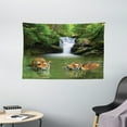 thumbnail image 1 of Savannah Tapestry, Siberian Tigers in Water Waterfall Pool Woodland Swimming Natural, Wide Wall Hanging for Bedroom Living Room Dorm, 60" X 40", Green White, by Ambesonne, 1 of 1